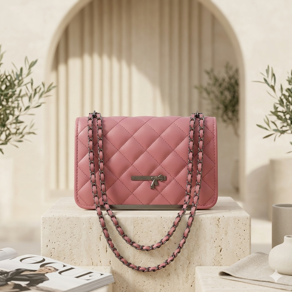 Shilmano Vienna Quilted Chain Crossbody Bag – Mocha Brown