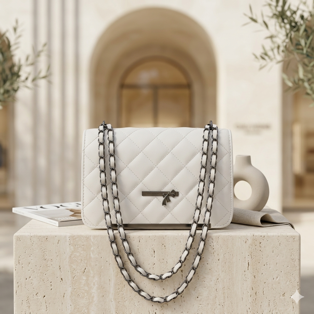Shilmano Vienna Quilted Chain Crossbody Bag – Mocha Brown