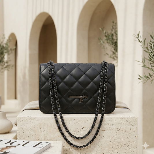Shilmano Vienna Quilted Chain Crossbody Bag – Mocha Brown