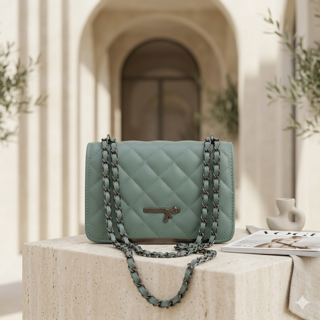 Shilmano Vienna Quilted Chain Crossbody Bag – Mocha Brown